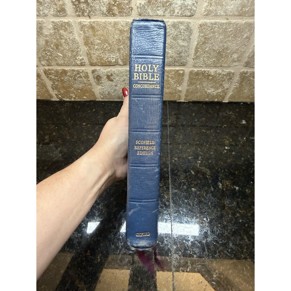 1971 Blue Genuine Morocco Leather Oxford Pre-Owned Scofield Reference KJV Bible - Picture 5 of 13